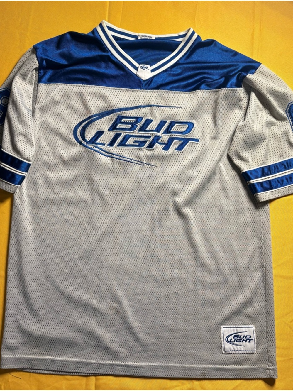 Bud Light Football Jersey Size L #09 Unisex Beer Promo Embroidered / Ships Free